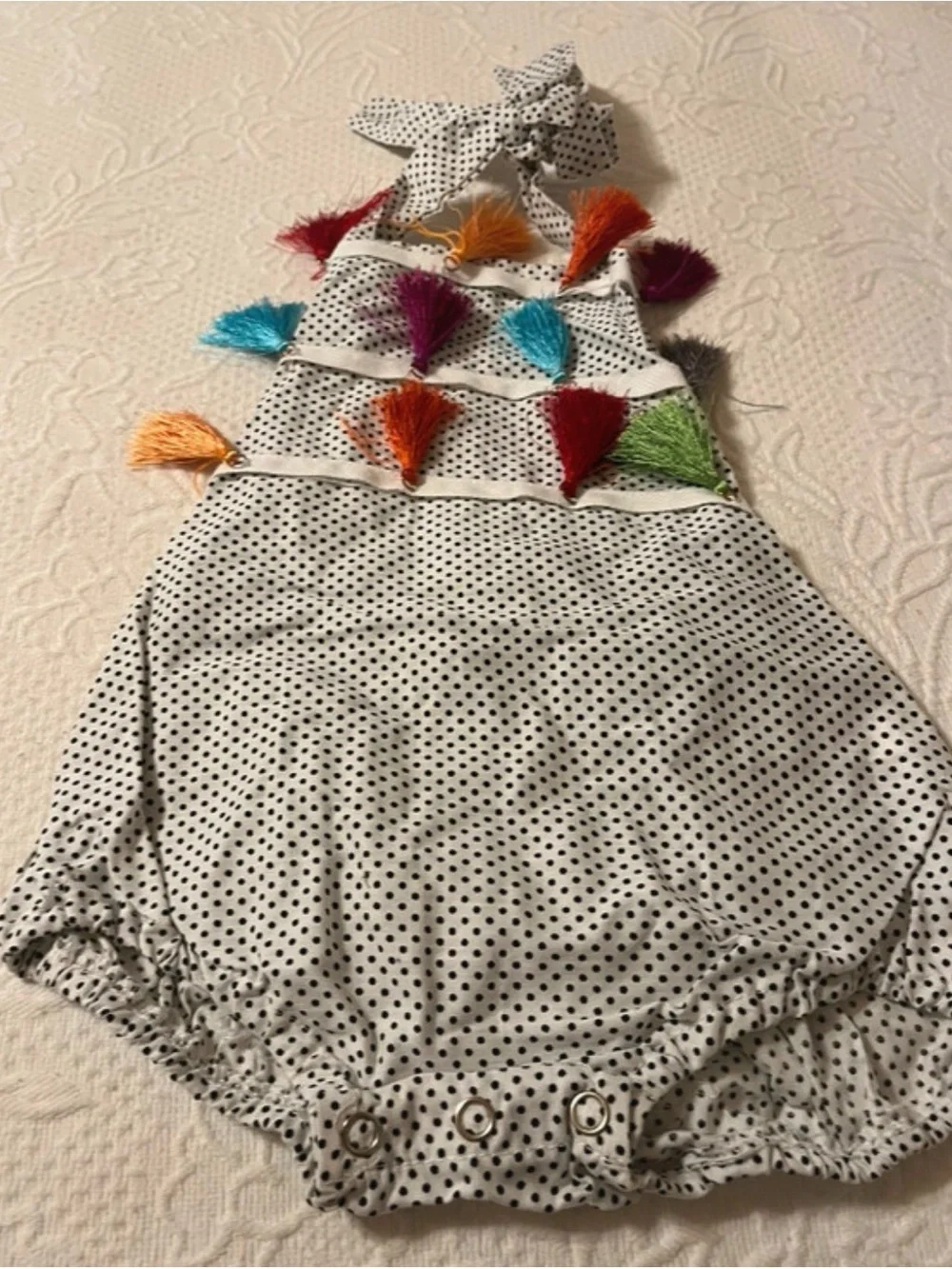 Polka Dot Tassel Baby Romper